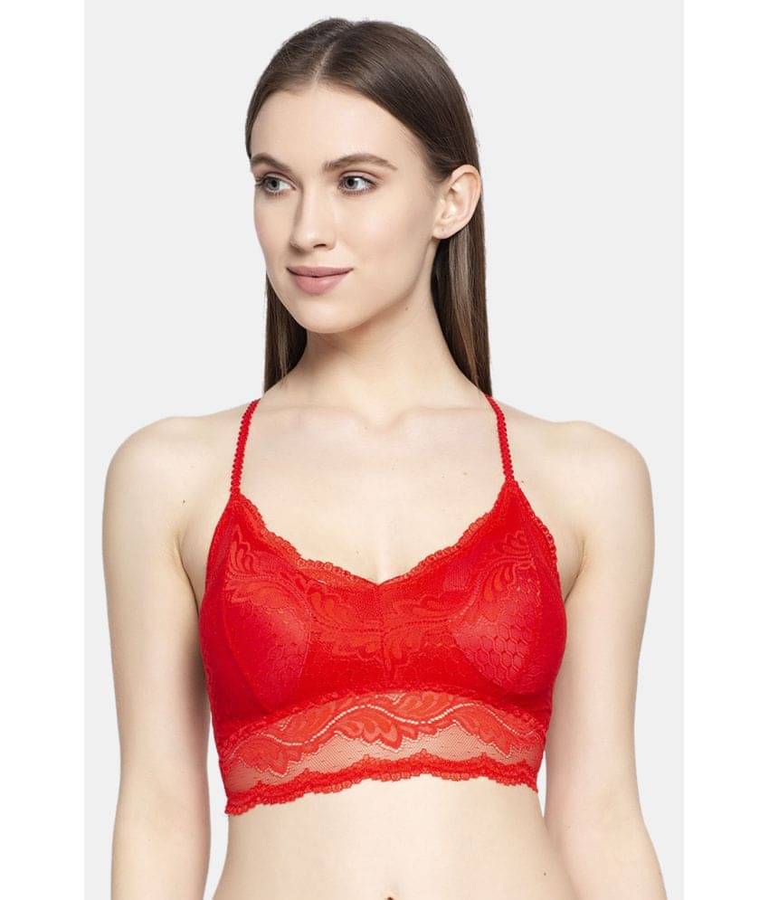     			PrettyCat Lace Removable Padding Women's Bralette Bra ( Red )