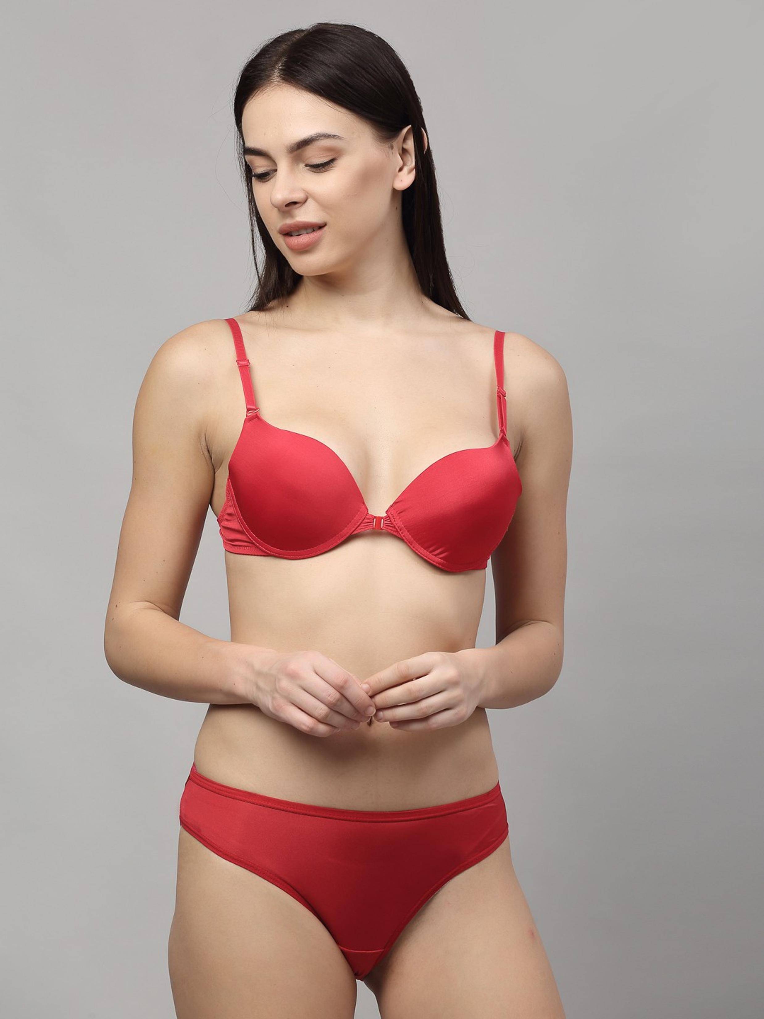 PrettyCat Polyester Women's Bra & Panty Set ( Red )     			PrettyCat Polyester Women's Bra & Panty Set ( Red )