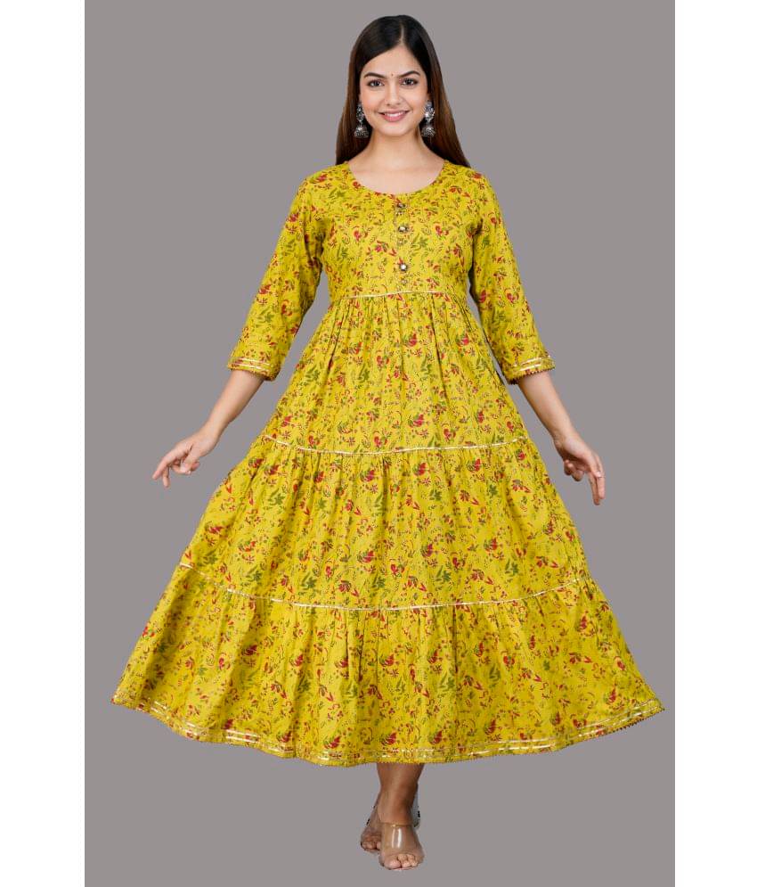     			Smien - Mustard Rayon Women's Flared Kurti ( Pack of 1 )