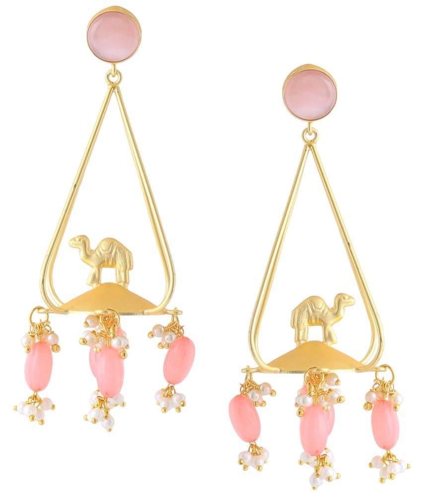     			VIRAASI - Pink Danglers Earrings ( Pack of 1 )