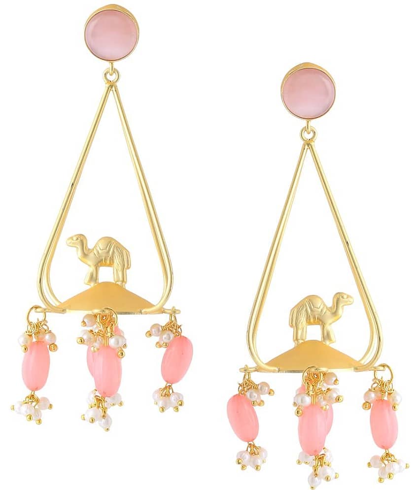 VIRAASI - Pink Danglers Earrings ( Pack of 1 ) - Earrings | Buy online on ZillyBuy