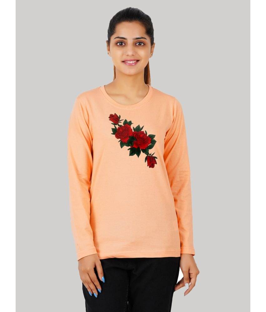 ferocious Women Cotton Blend Printed Regular Fit Round Neck T-Shirt ( Peach ) ferocious Women Cotton Blend Printed Regular Fit Round Neck T-Shirt ( Peach )