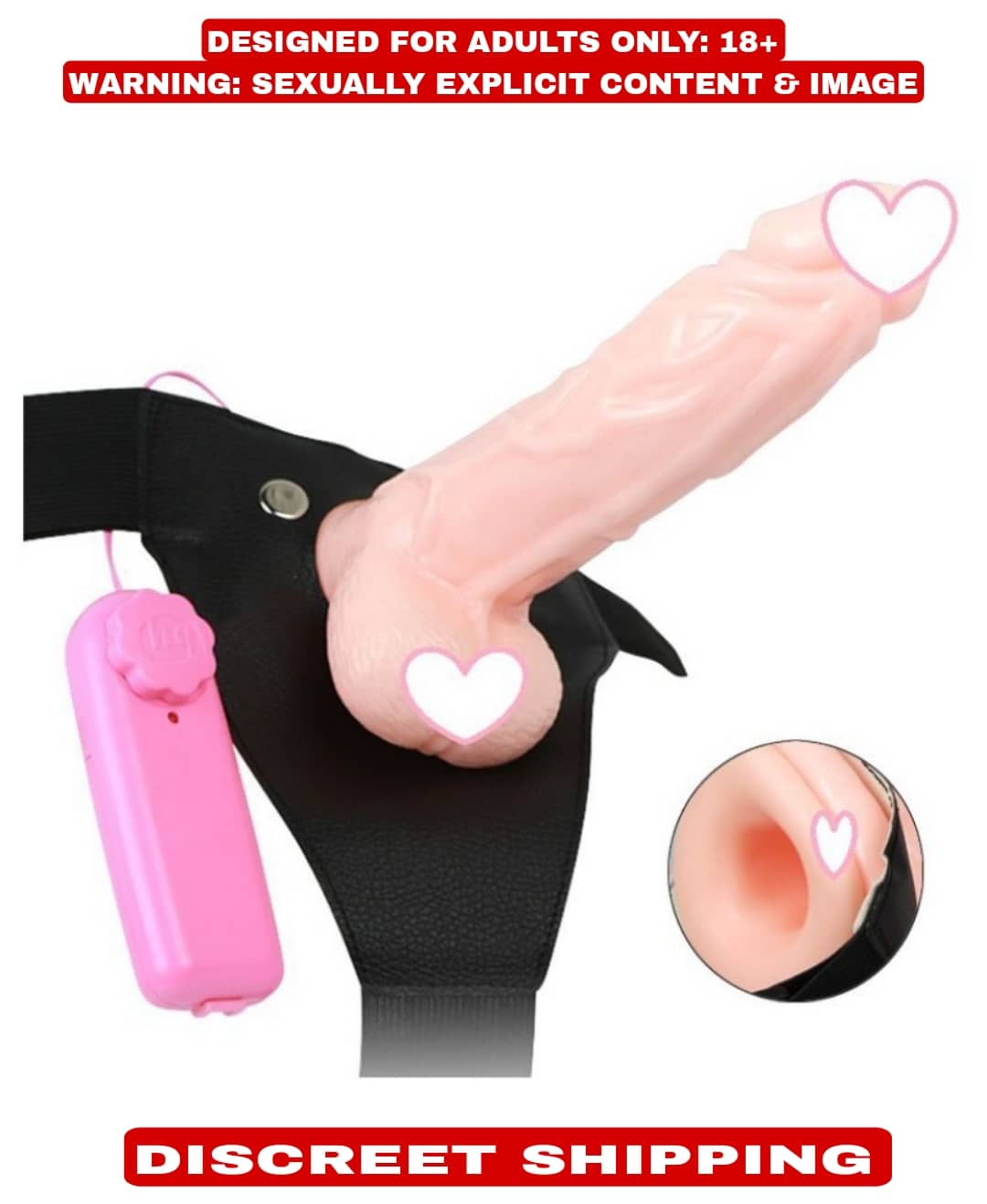 kamahouse 7 inch Big Hollow Strap On Dildo with Vibration and belt Female Sex Toy