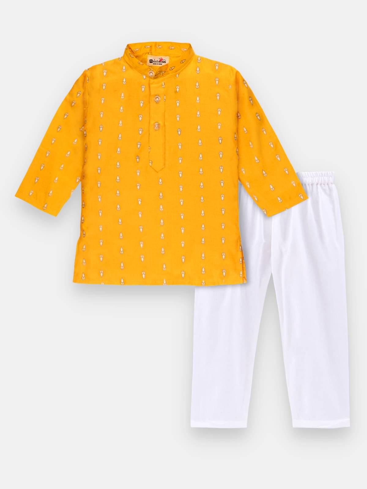     			mustmom Single Baby Boys Rayon Printed Stitched Kurta Pyjama ( Yellow )