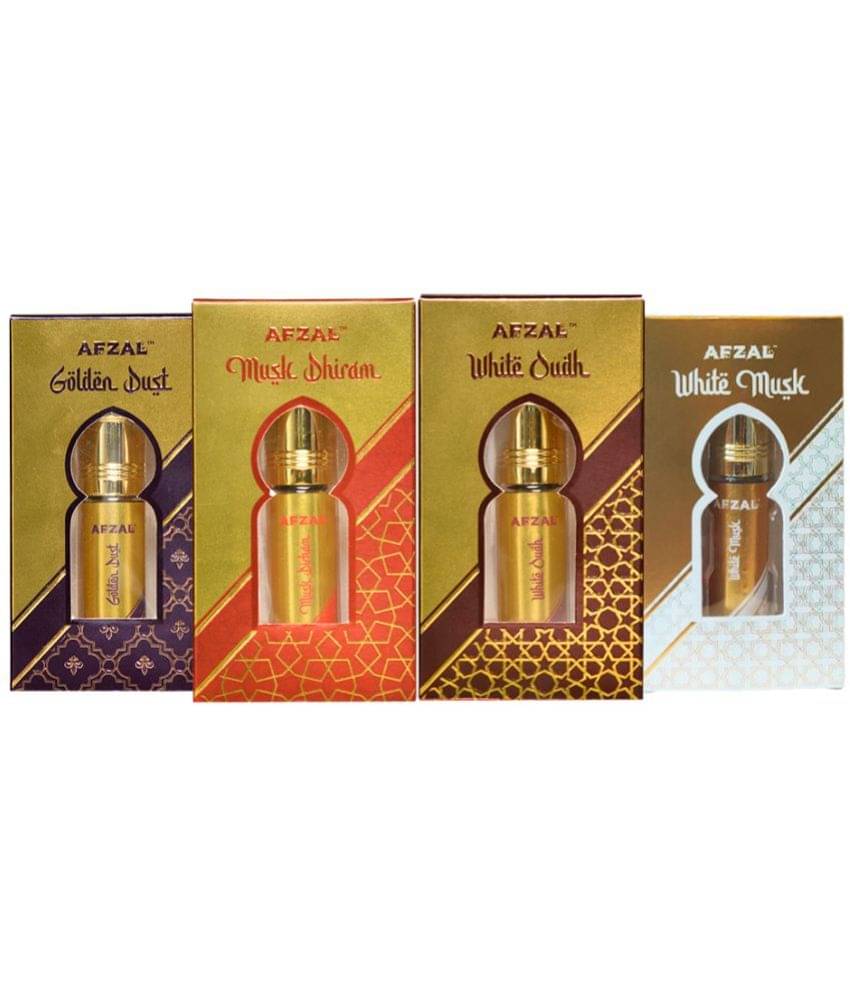 AFZAL GOLDEN DUST, MUSK DIRHAM, WHITE MUSK & WHITE OUDH ATTAR (COMBO PACK 6ML*4) ROLL-ON PERFUME OIL FOR MEN AND WOMEN AFZAL GOLDEN DUST, MUSK DIRHAM, WHITE MUSK & WHITE OUDH ATTAR (COMBO PACK 6ML*4) ROLL-ON PERFUME OIL FOR MEN AND WOMEN