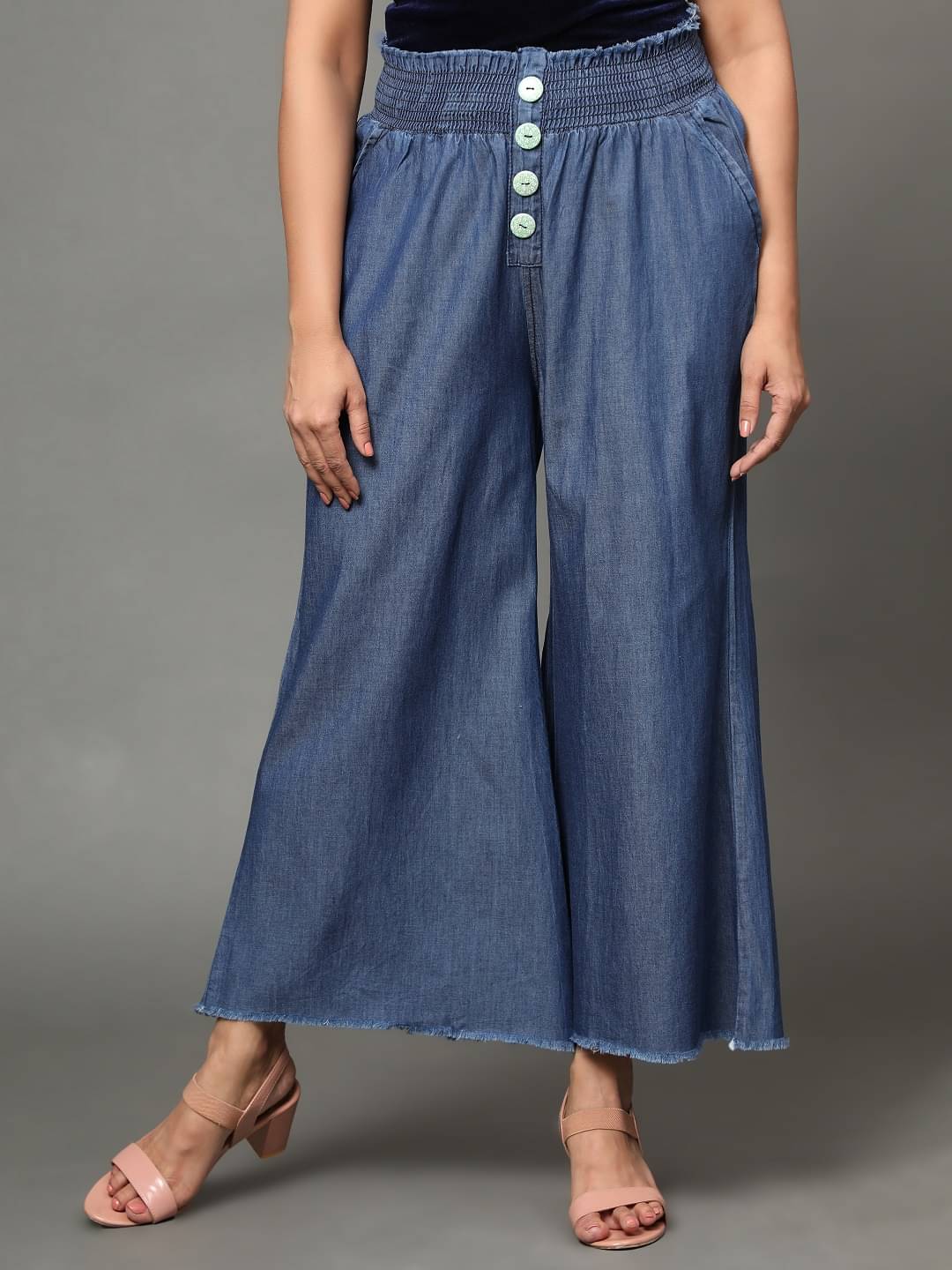     			AngelFab - Blue Denim Flared Women's Palazzos ( Pack of 1 )