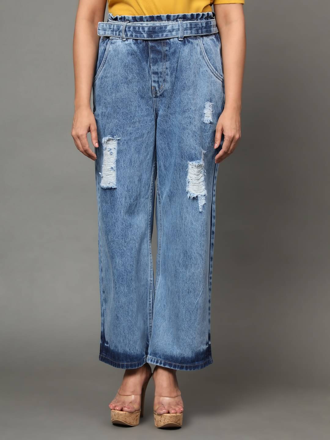     			AngelFab - Light Blue Denim Wide Leg Women's Jeans ( Pack of 1 )