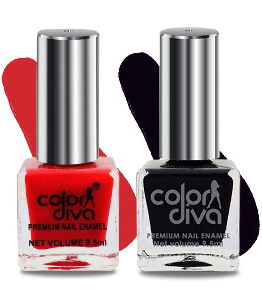     			Color Diva - Black Glossy Nail Polish ( Pack of 2 )