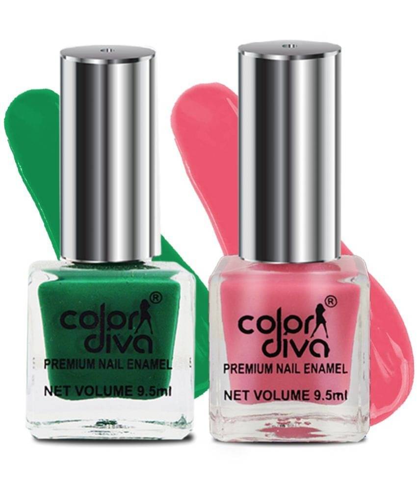     			Color Diva - Green Glossy Nail Polish ( Pack of 2 )