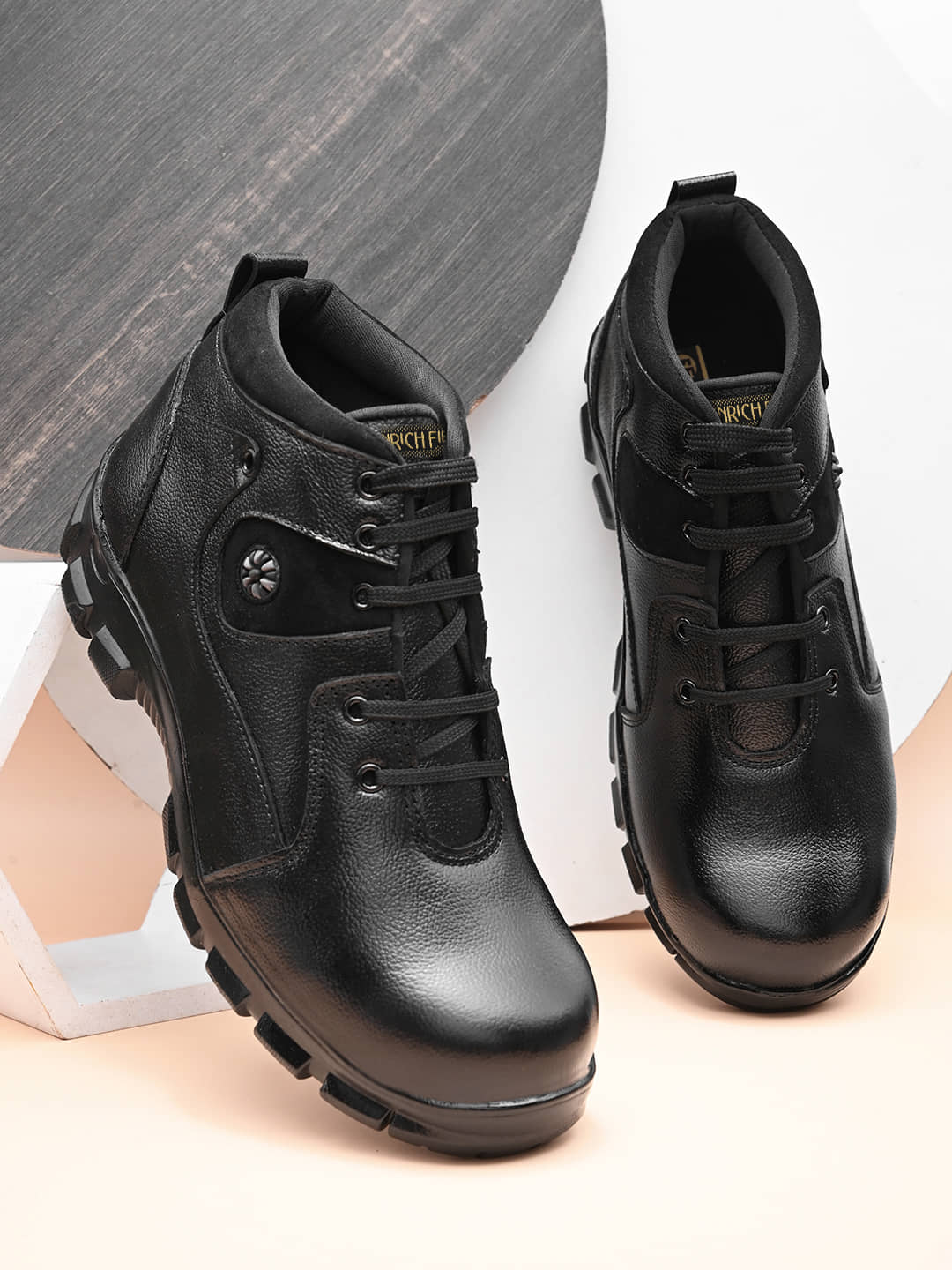 Enrich Field High Ankle Black Safety Shoes