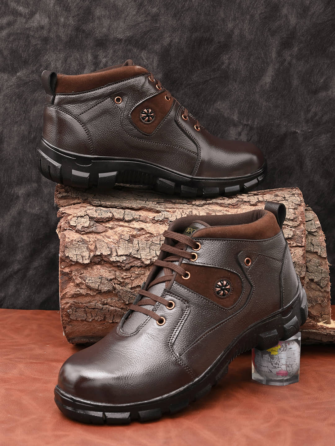 Enrich Field High Ankle Brown Safety Shoes