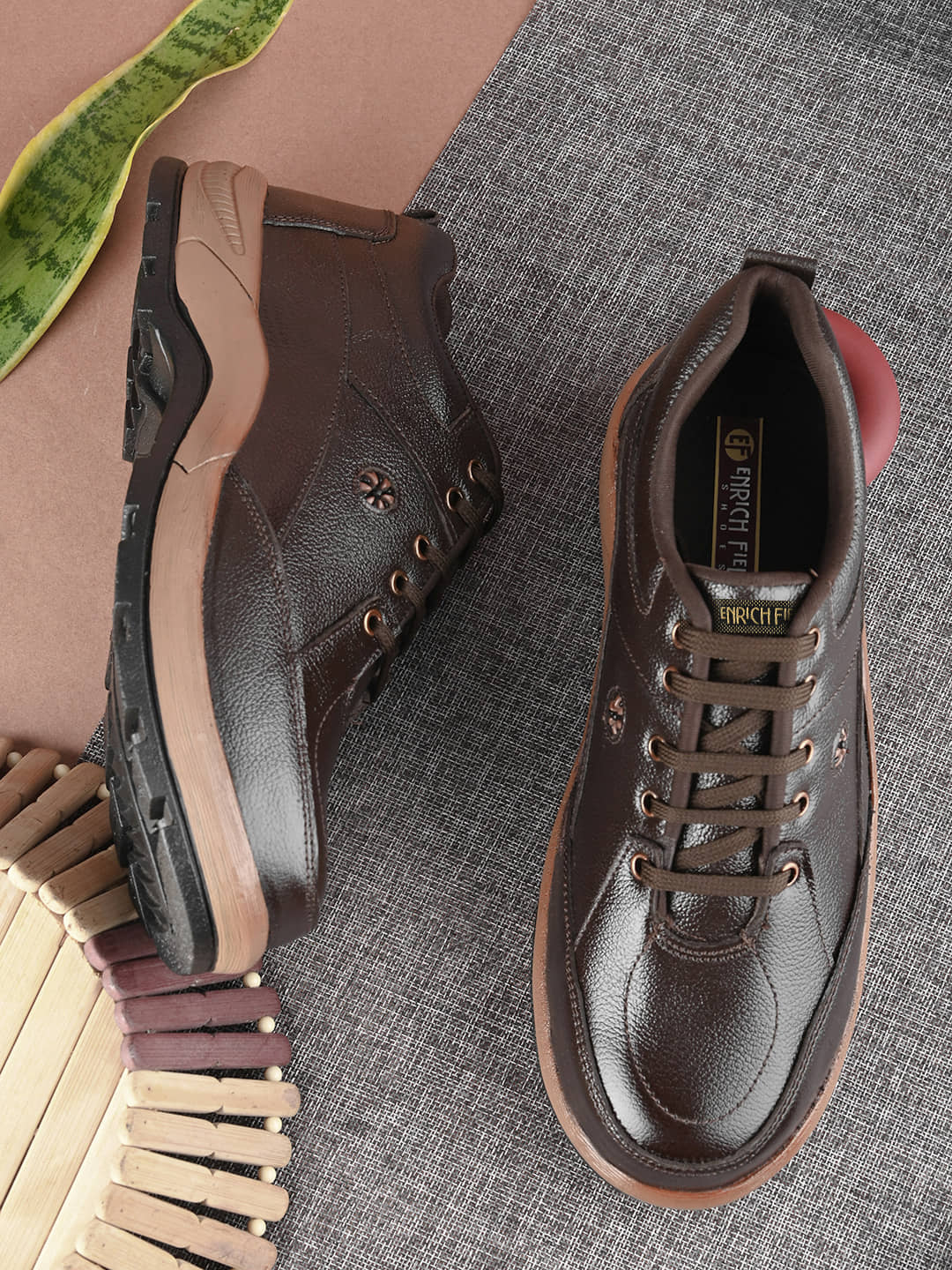 Enrich Field Mid Ankle Brown Safety Shoes