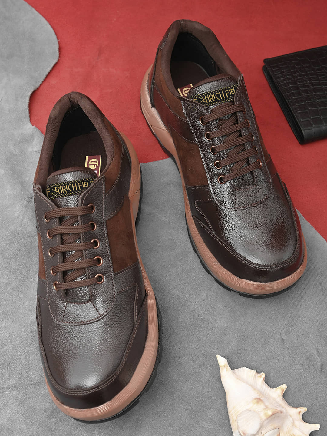 Enrich Field Mid Ankle Brown Safety Shoes