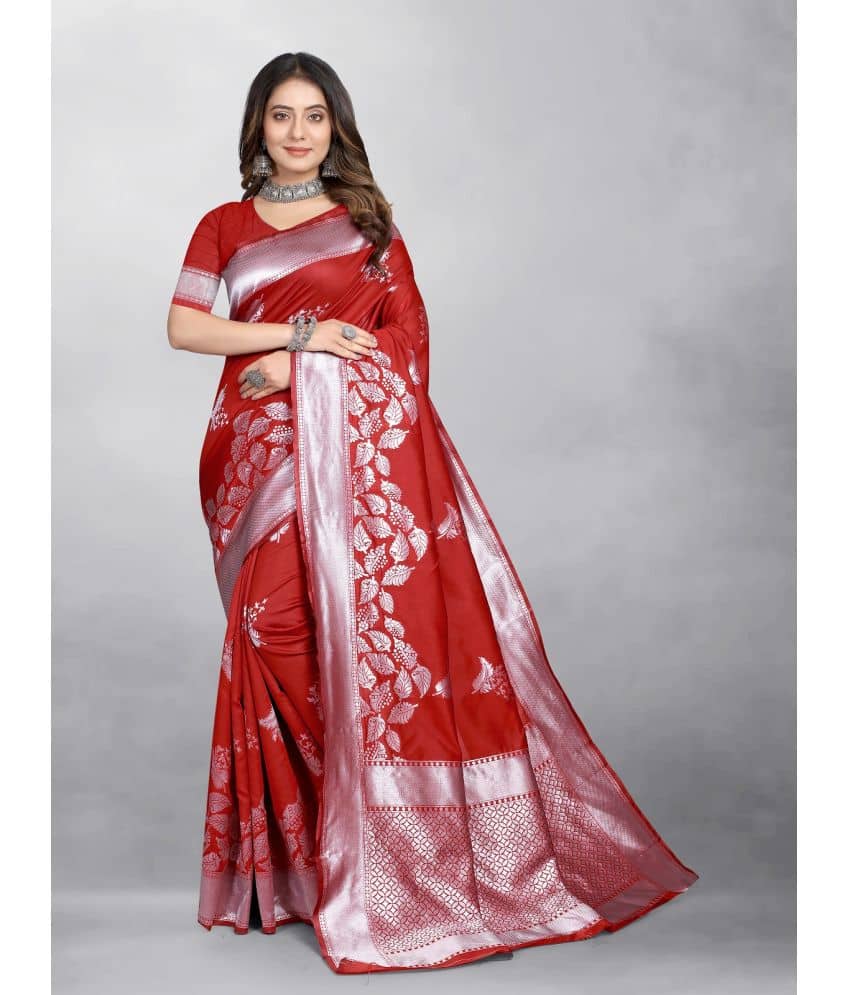 Gazal Fashions Banarasi Silk Embellished Saree With Unstitched Blouse Piece ( Navy Blue ) - Sarees | Buy online on ZillyBuy