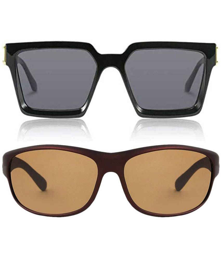     			Kanny Devis - Black Rectangular Sunglasses ( Pack of 2 )