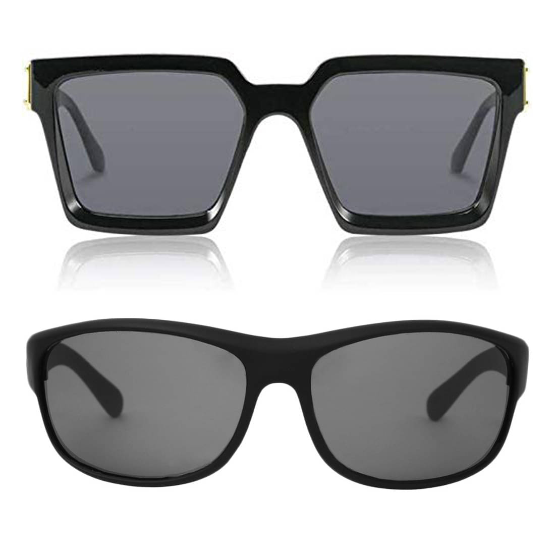     			Kanny Devis - Black Rectangular Sunglasses ( Pack of 2 )
