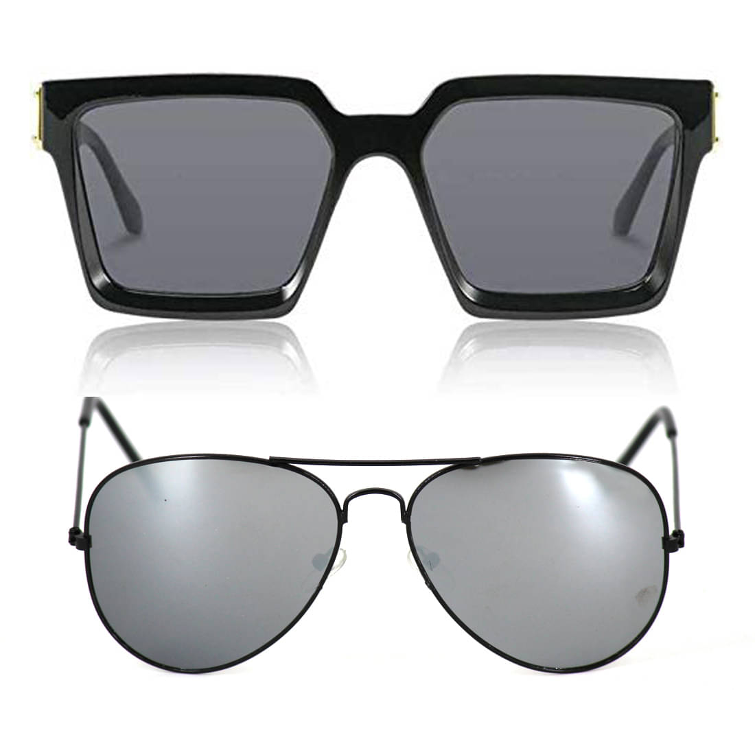     			Kanny Devis - Black Rectangular Sunglasses ( Pack of 2 )
