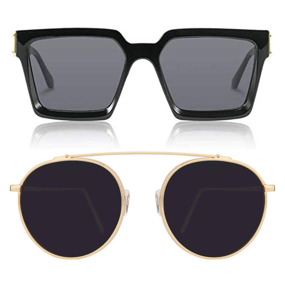 Kanny Devis - Black Rectangular Sunglasses ( Pack of 2 ) Kanny Devis - Black Rectangular Sunglasses ( Pack of 2 )