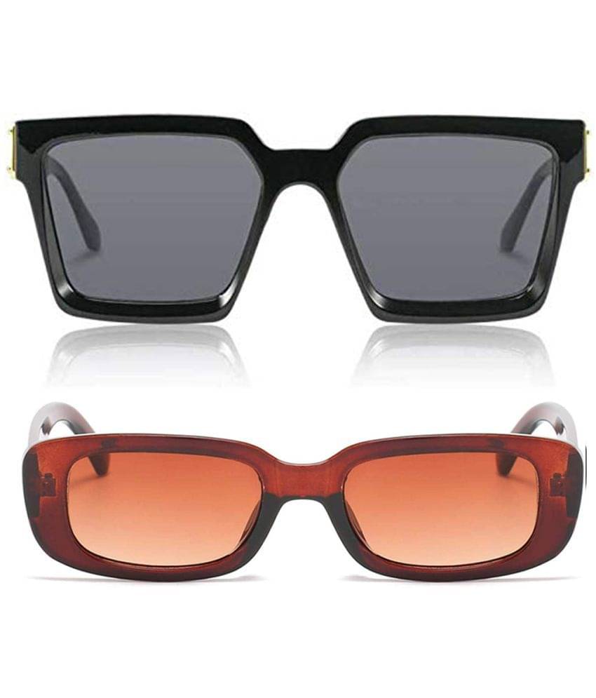     			Kanny Devis - Black Rectangular Sunglasses ( Pack of 2 )