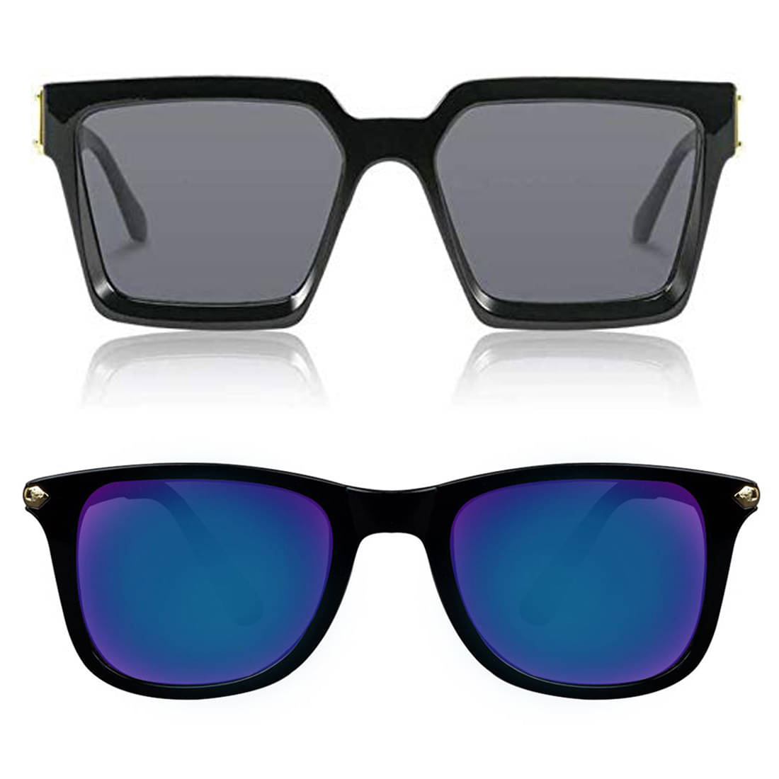 Kanny Devis - Black Rectangular Sunglasses ( Pack of 2 ) Kanny Devis - Black Rectangular Sunglasses ( Pack of 2 )