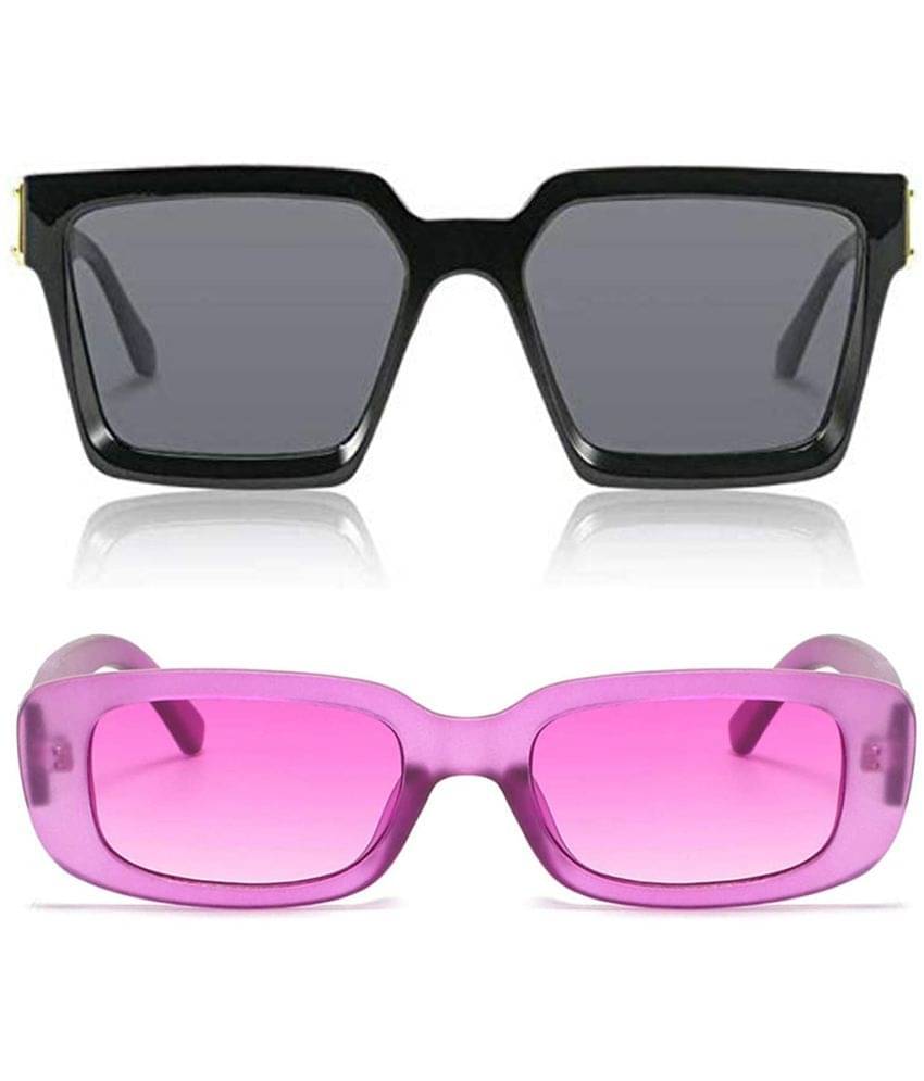     			Kanny Devis - Black Rectangular Sunglasses ( Pack of 2 )