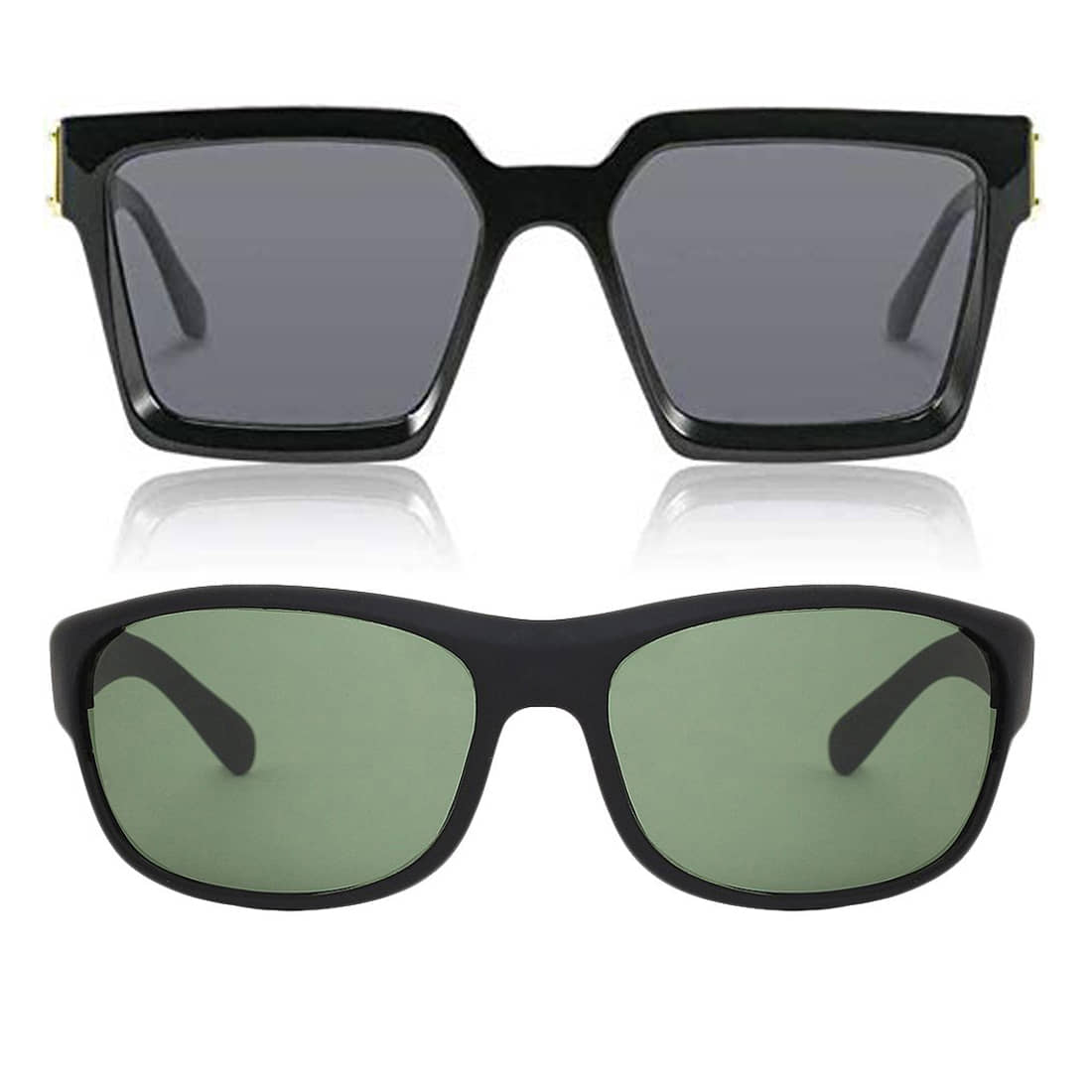 Kanny Devis - Black Rectangular Sunglasses ( Pack of 2 ) - Sunglasses | Buy online on ZillyBuy