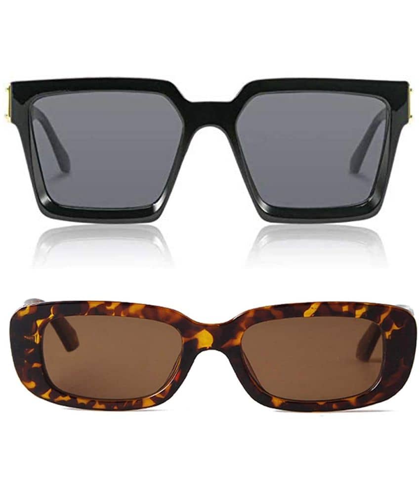 Kanny Devis - Black Rectangular Sunglasses ( Pack of 2 ) - Sunglasses | Buy online on ZillyBuy