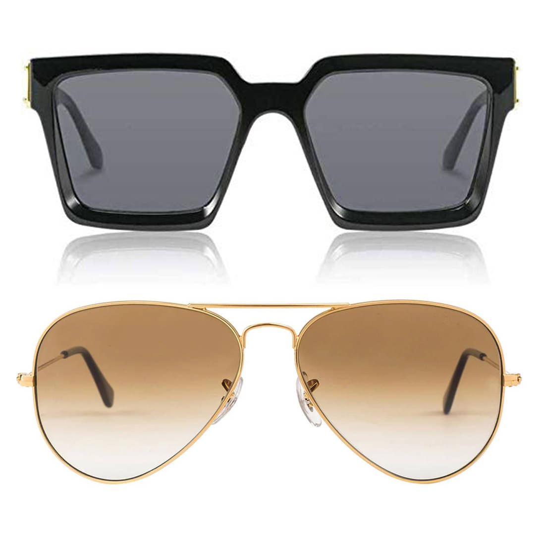     			Kanny Devis - Black Rectangular Sunglasses ( Pack of 2 )