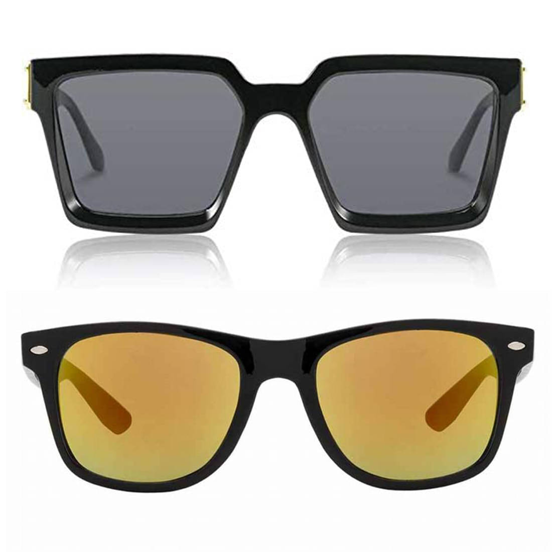     			Kanny Devis - Black Rectangular Sunglasses ( Pack of 2 )