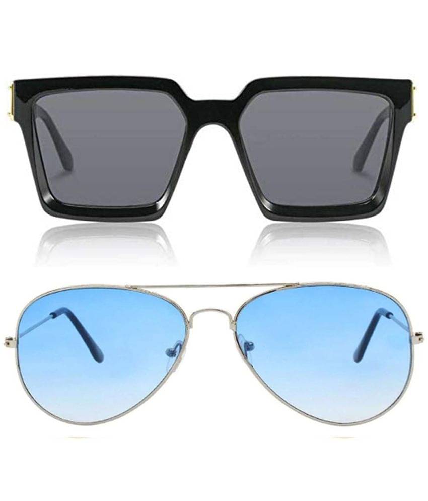 Kanny Devis - Black Rectangular Sunglasses ( Pack of 2 ) Kanny Devis - Black Rectangular Sunglasses ( Pack of 2 )