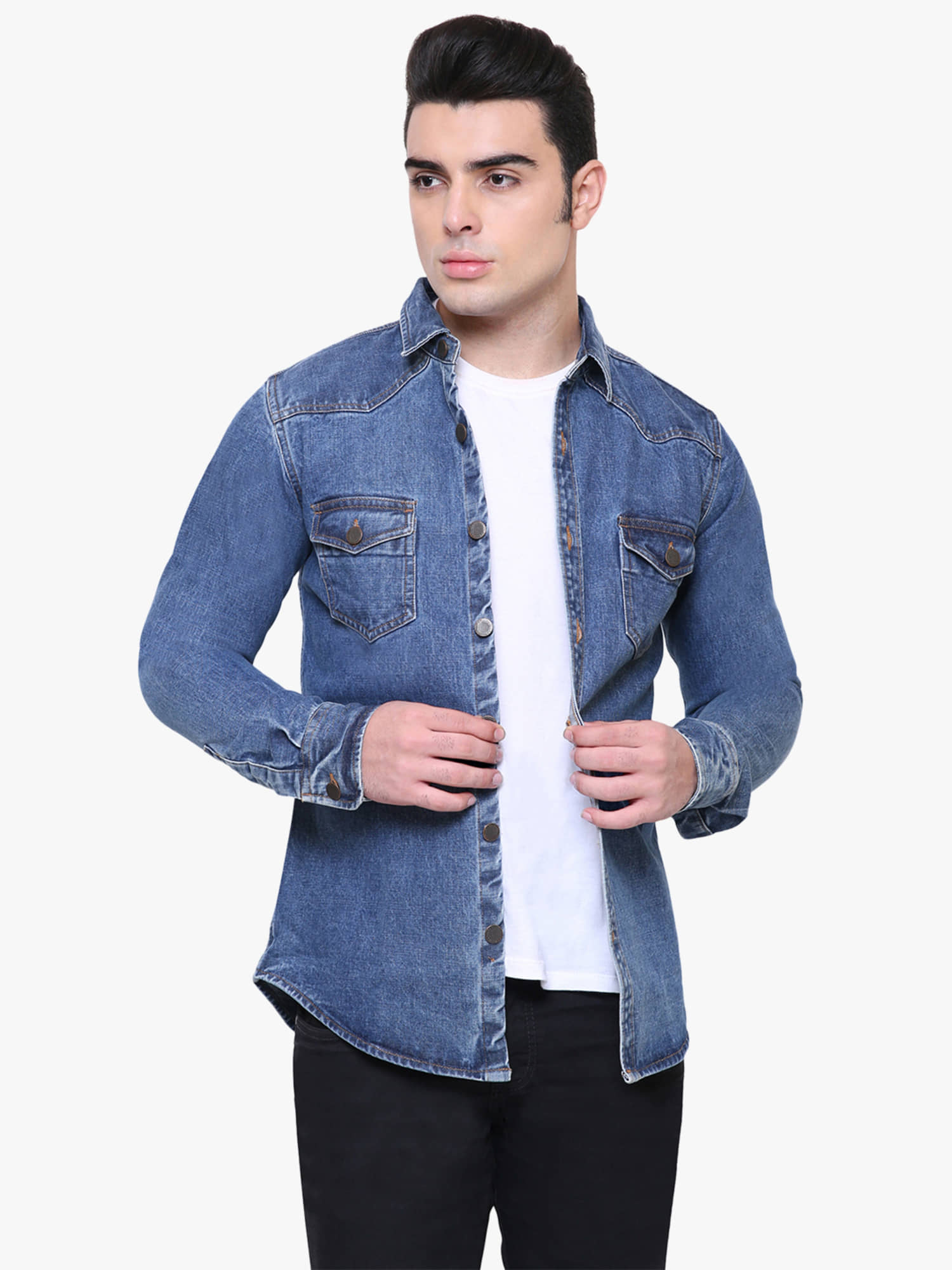 Kuons Avenue - Blue Denim Slim Fit Men's Casual Shirt ( Pack of 1 )