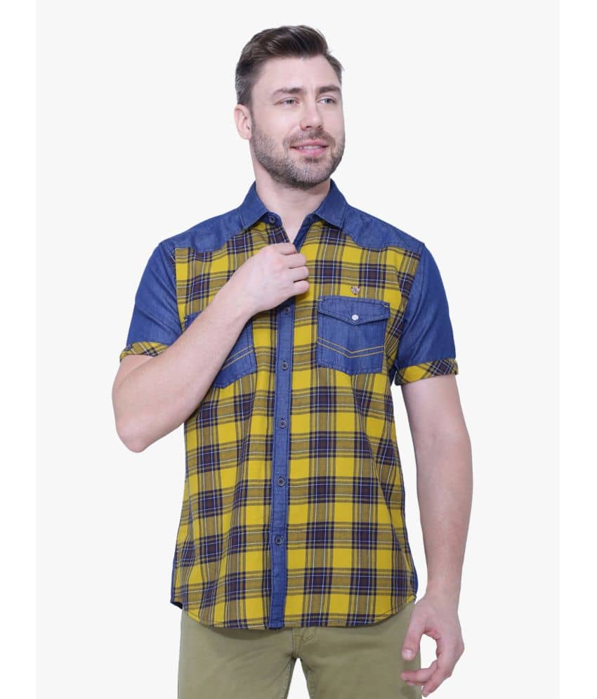 Kuons Avenue - Yellow Denim Slim Fit Men's Casual Shirt ( Pack of 1 )