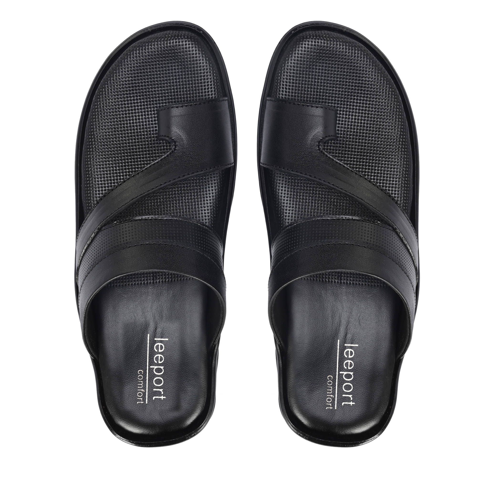     			Leeport - Black Men's Leather Slipper