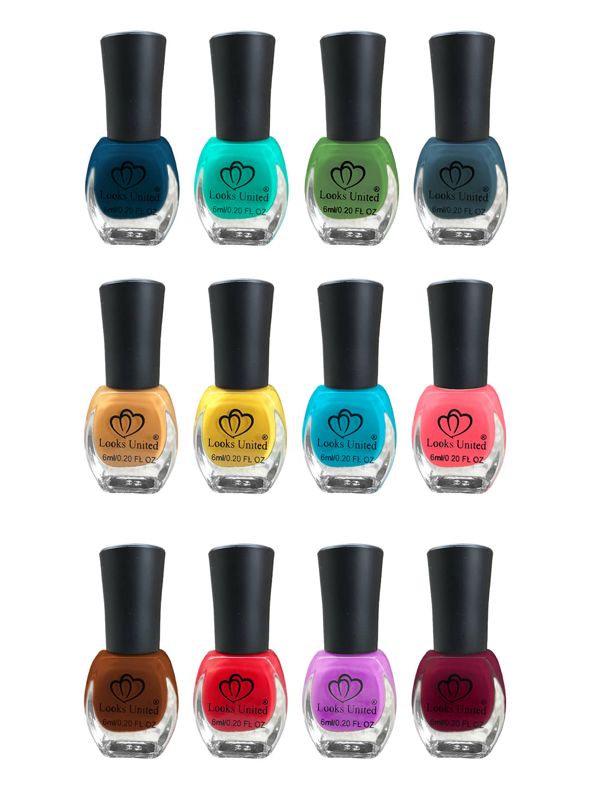Looks United - Multi Glossy Nail Polish ( Pack of 12 )