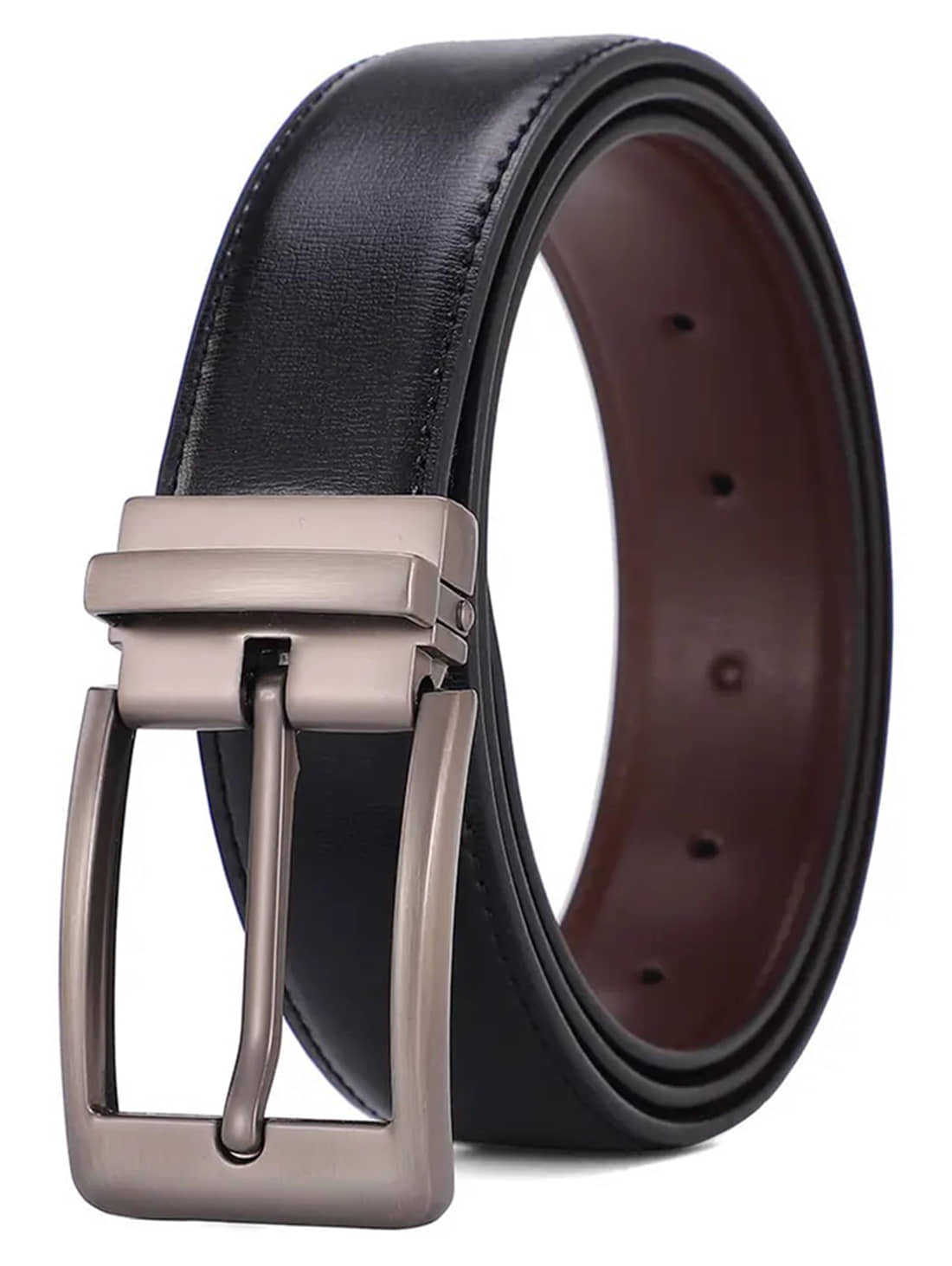 Loopa - Black Leather Men's Reversible Belt ( Pack of 1 )