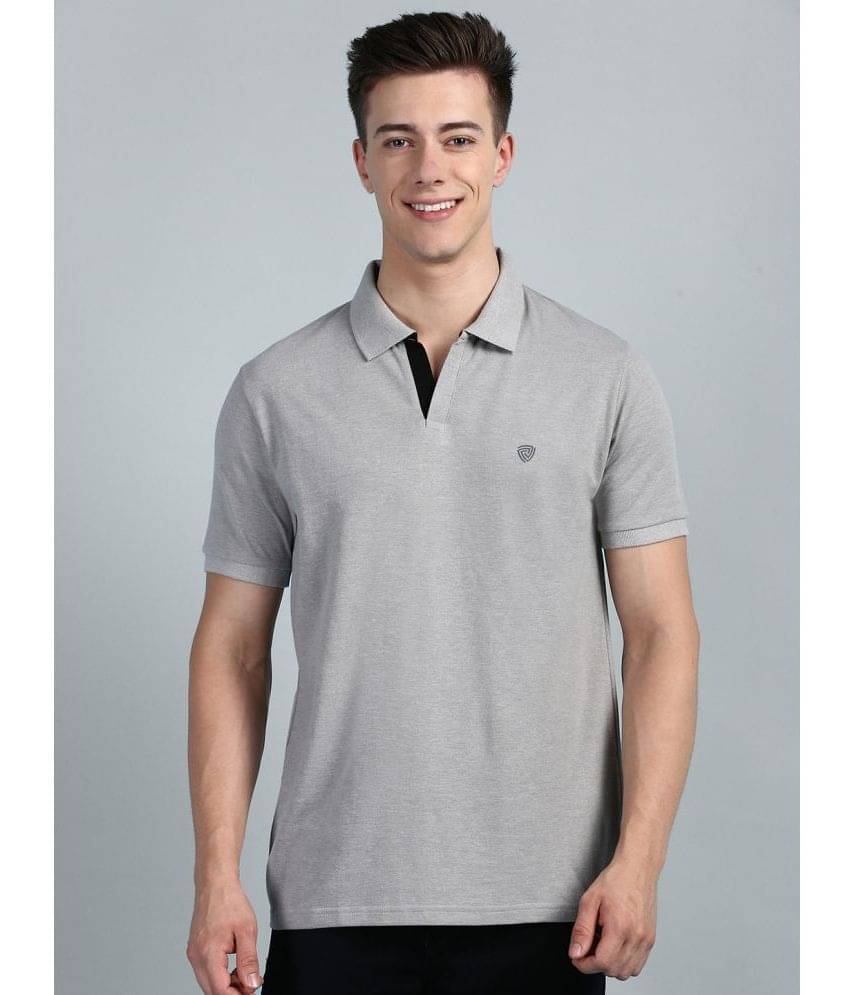     			Lux Cozi Cotton Regular Fit Self Design Half Sleeves Men's Polo T Shirt - Grey Melange ( Pack of 1 )