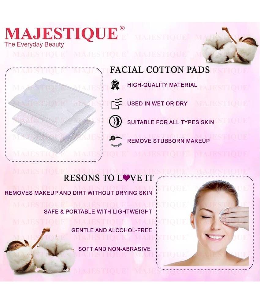 Majestique 100Pcs Soft Touch Facial Cotton Pads, Makeup Remover Wipes for Cleansing Skin