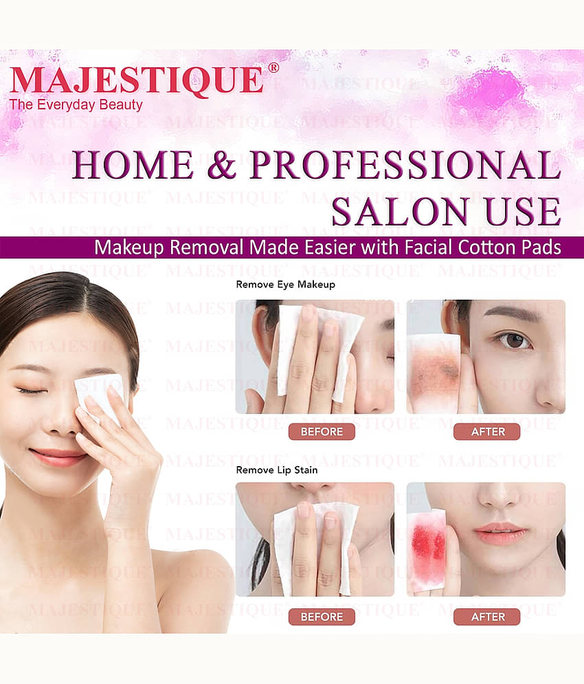 Majestique 100Pcs Soft Touch Facial Cotton Pads, Makeup Remover Wipes for Cleansing Skin