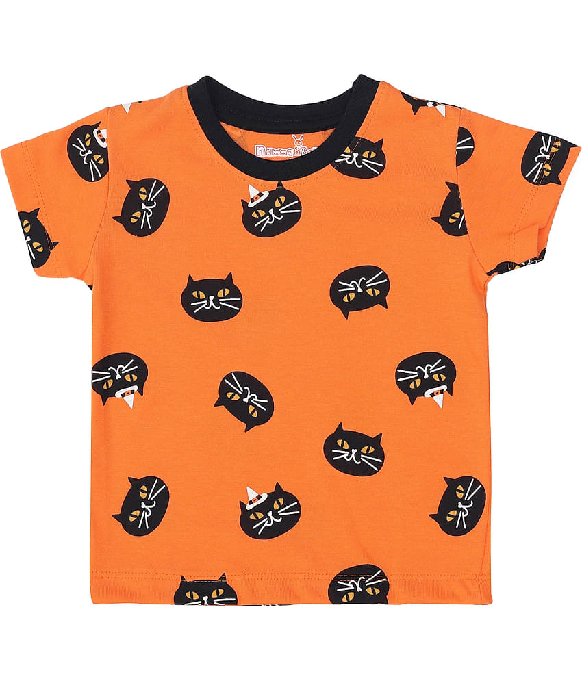 NammaBaby Pack of 1 Boys Cotton T-Shirt ( Orange )