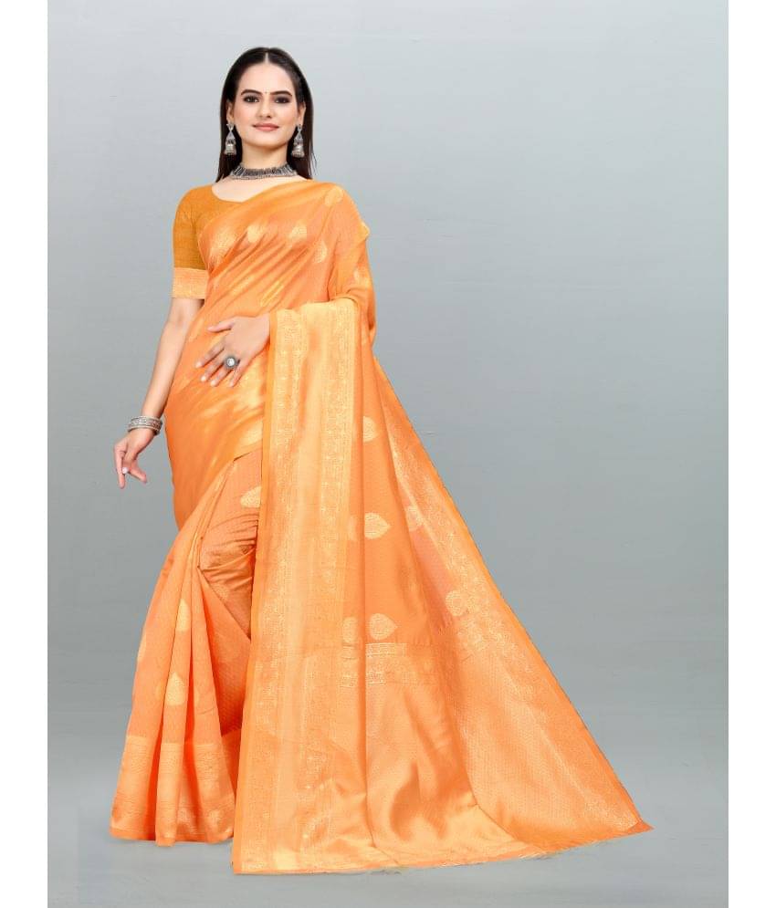 Om Shantam Sarees Banarasi Silk Embellished Saree With Unstitched Blouse Piece ( Yellow ) Om Shantam Sarees Banarasi Silk Embellished Saree With Unstitched Blouse Piece ( Yellow )