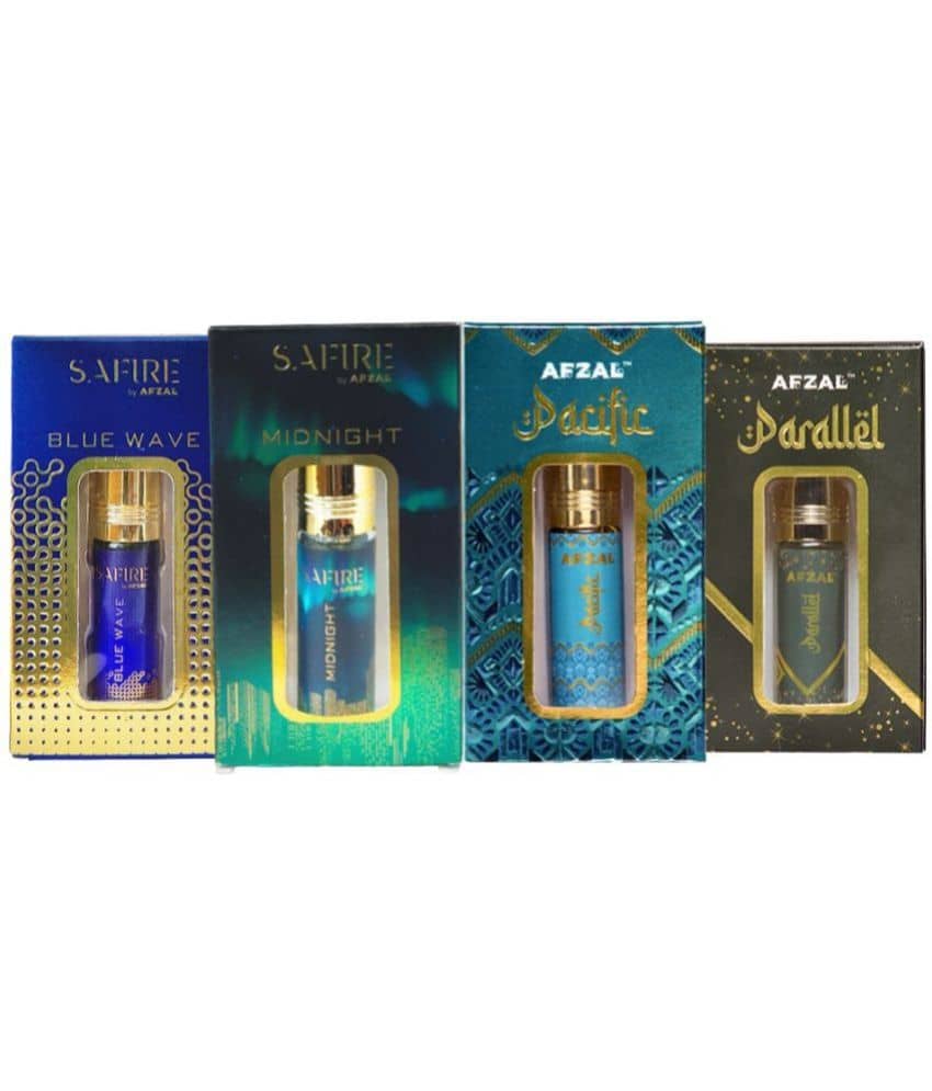 SAFIRE MIDNIGHT, BLUE WAVE, PFC & PARALLEL ATTAR (COMBO PACK 6ML*4) ROLL-ON PERFUME OIL FOR MEN AND WOMEN