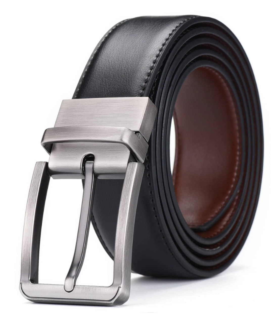 SILKSHOPPING - Black Leather Men's Reversible Belt ( Pack of 1 )