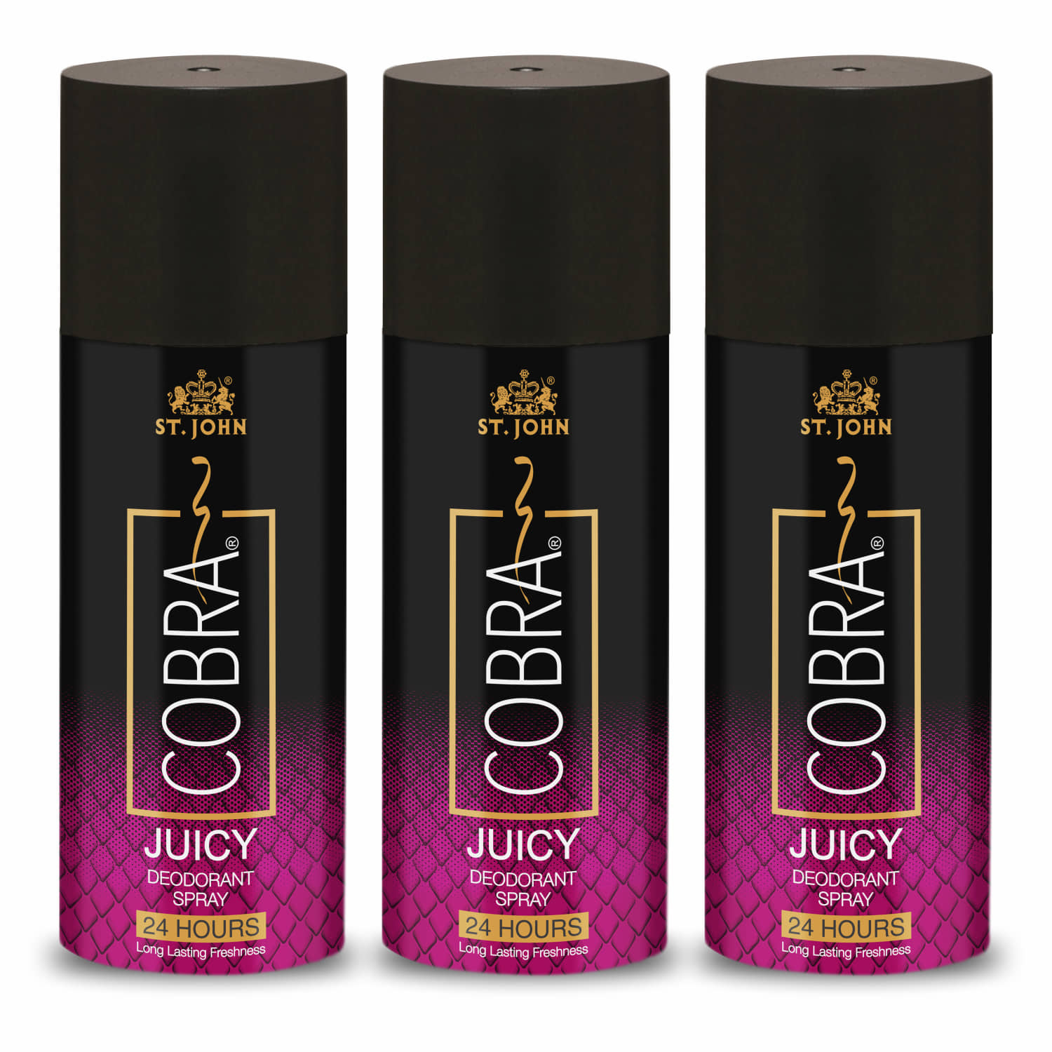 ST.JOHN Cobra Long-Lasting Deodorant Juicy 150ml Deodorant Spray for Men 150ml - Pack of 3