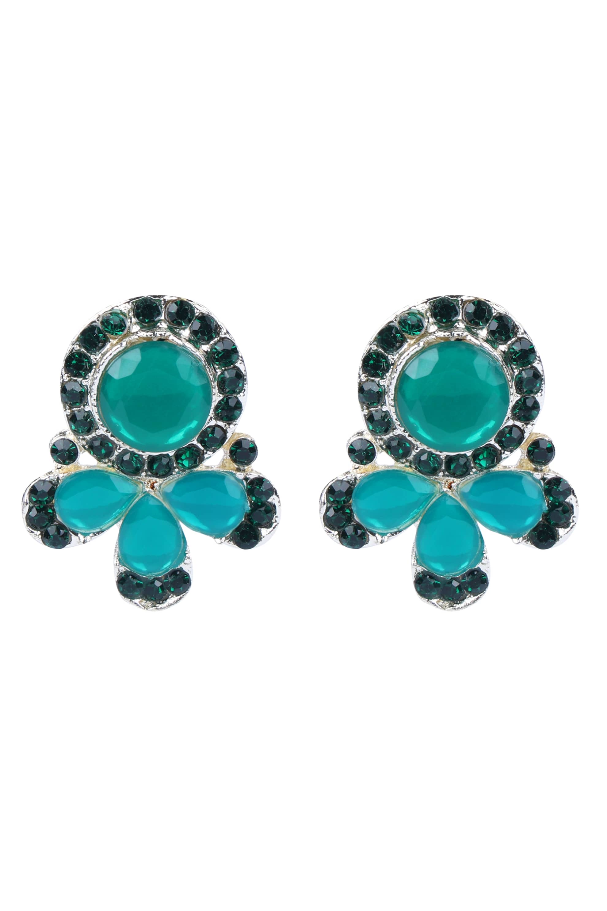 Sunhari Jewels - Green Stud Earrings ( Pack of 1 ) - Earrings | Buy online on ZillyBuy