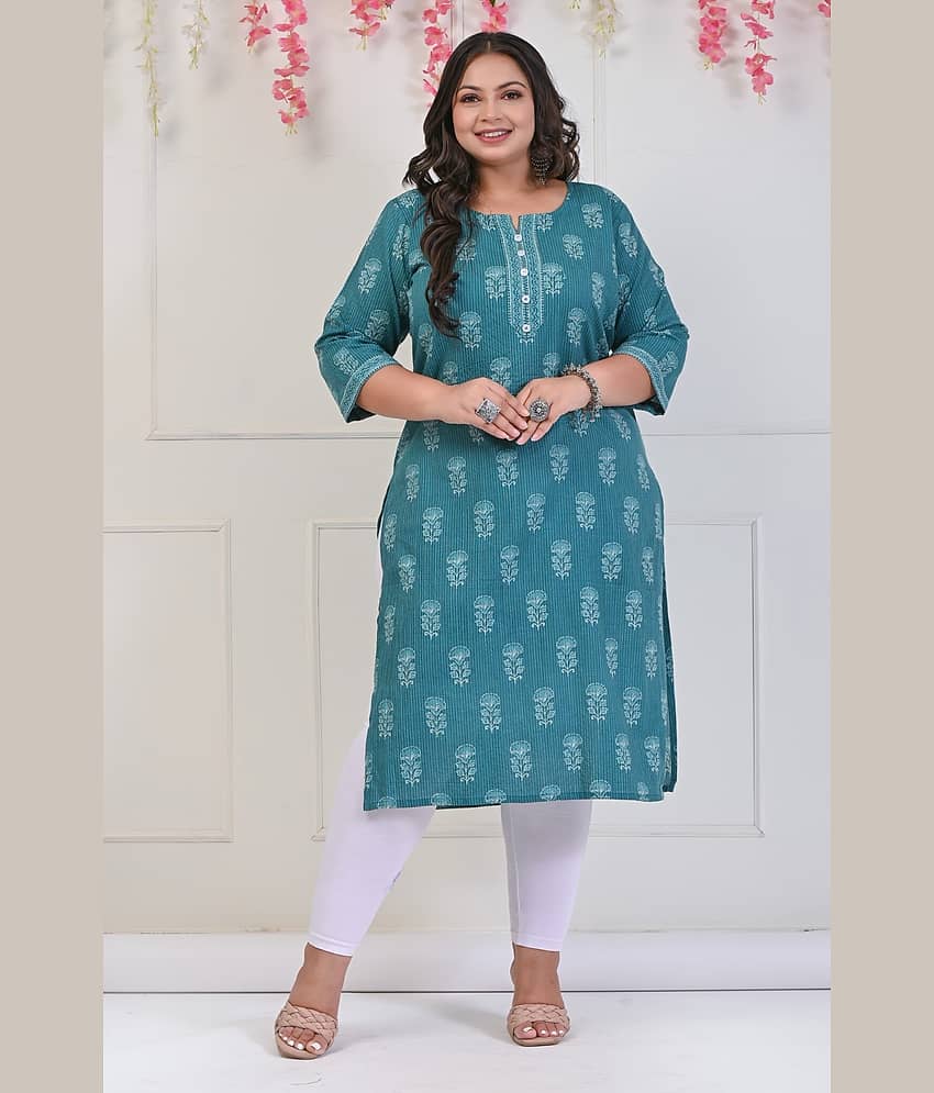 Swasti - Green Cotton Women's Straight Kurti ( Pack of 1 ) - Kurtis, Tunics | Buy online on ZillyBuy