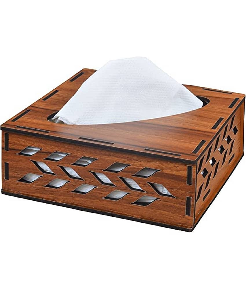 Wooden Tissue Paper Holder Box, Dining Table Tissue Stand, Car Bathroom Tissue Holder Box, Tissue Storage Organizer Box (H732) - Stationery | Buy online on ZillyBuy