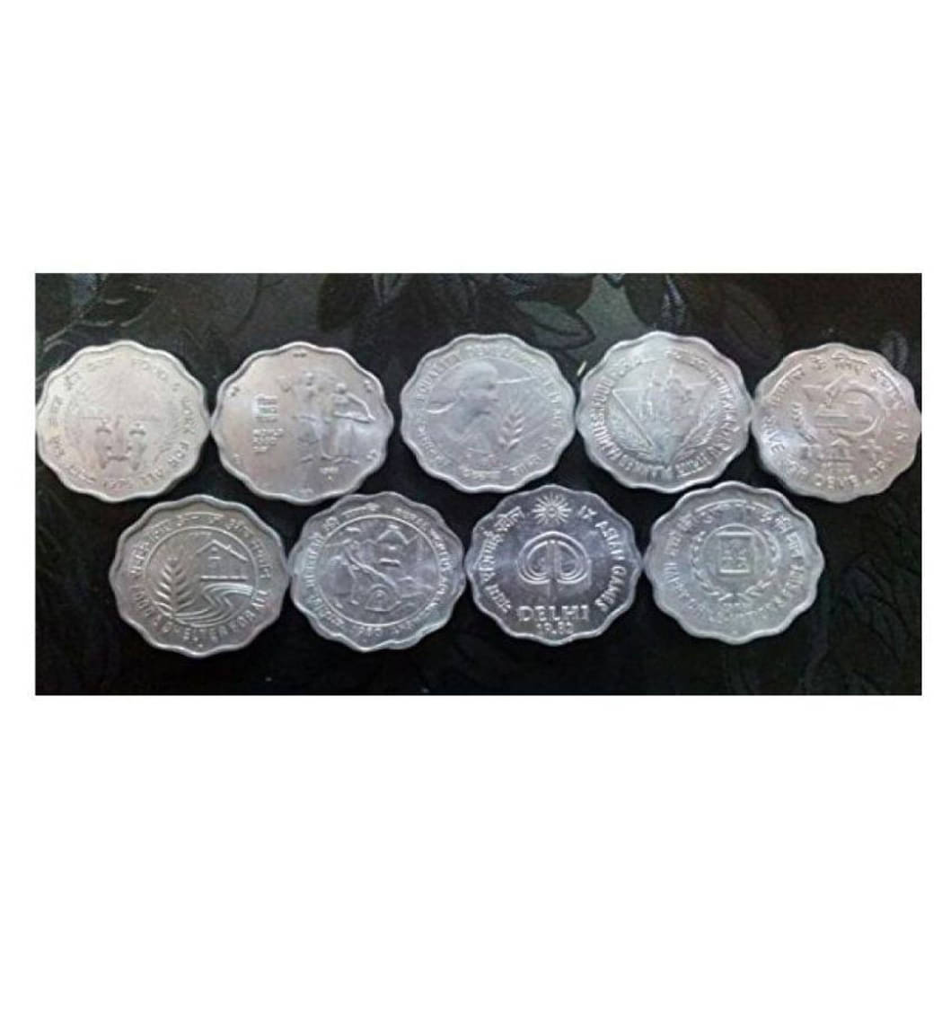     			10 Paise Commemorative Coins - Full Series - 10 Coins - 1974,75,76,77,78,79,80,81,82,82 - Good Condition