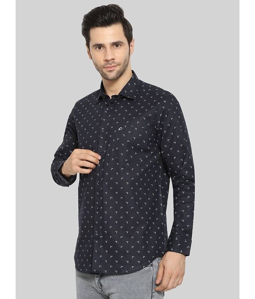 Comey 100% Cotton Slim Fit Printed Full Sleeves Men's Casual Shirt - Black ( Pack of 1 )