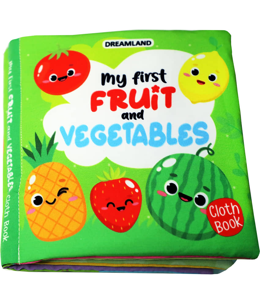Dreamland Baby My First Cloth Book Fruit and Vegetables with Squeaker and Crinkle Paper Cloth Books for Toddler Kids Early Development Cloth Book Learning Educational Baby Toys Soft Toys Gifts for Kids - Stationery | Buy online on ZillyBuy