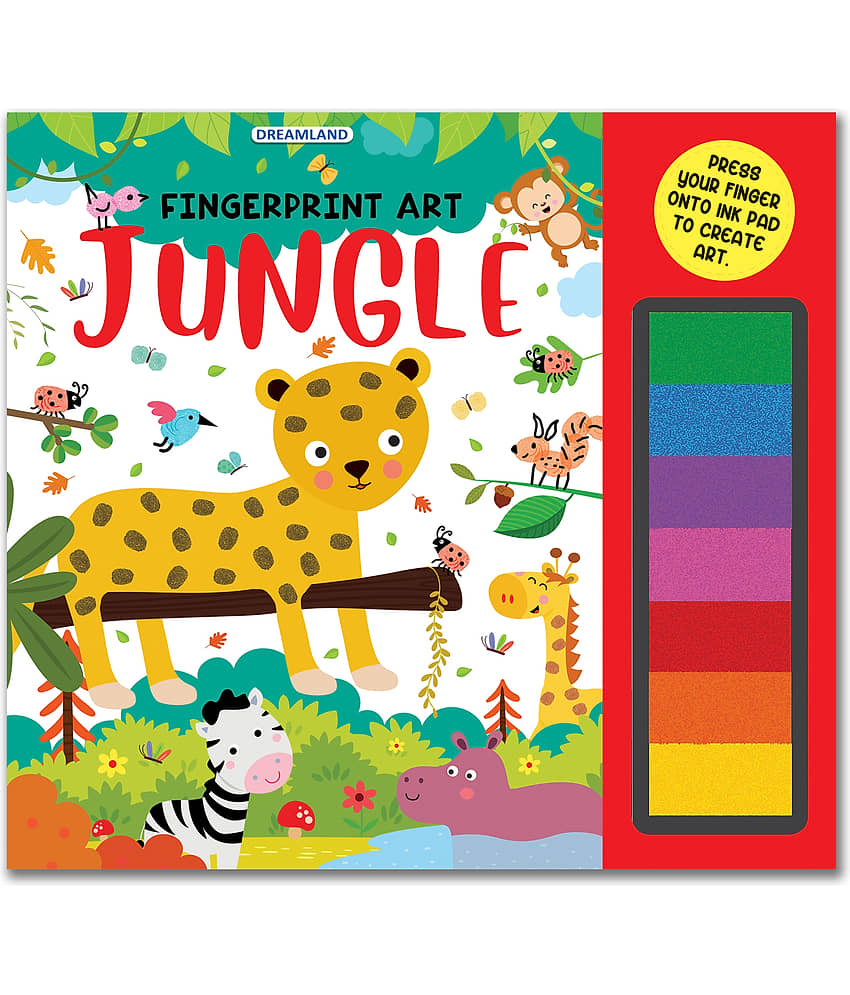 Fingerprint Art Activity Book for Children - Jungle with Thumbprint Gadget : Pick and Paint Coloring Activity Book For Kids Fingerprint Colouring Book for Kid - Stationery | Buy online on ZillyBuy